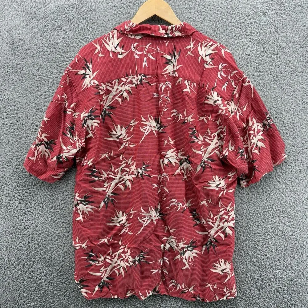 ASWORTH Mens XL Red White Hawaiian Beach‎ Shirt Short Sleeve Collard Button Up